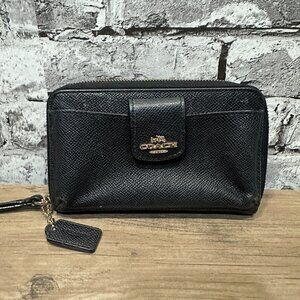 EUC Coach Wristlet Wallet Black Leather